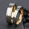 Real Gold Plated Tungsten Steel Geometric Couple Engagement Rings For Men And Women Lightweight Luxury Matching Bands
