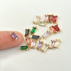 Rectangular Crystal Glass Pendant Ear Accessories Metal Copper Plated Handmade