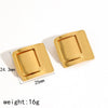 Rectangular Geometric Light Luxury Style Stainless Steel 18K Gold Electroplated Women's Earrings