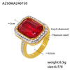 Rectangular Light Luxury Titanium Steel Ring Plated 18K Gold With Electroplating For Women