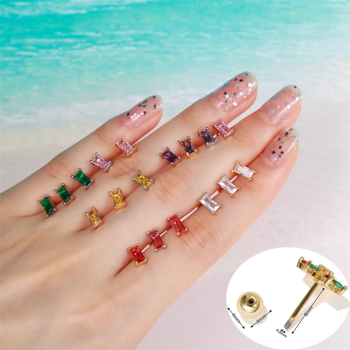 Rectangular Ear Clips Wholesale rectangular zircon ear bone gold non-fading ear studs earring ...