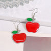 Red Apple Fruit Hoop Earrings In Zinc Alloy With Round Or Oval Ear Hooks Unisex Versatile Fashion Jewelry Gift