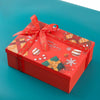 Red Christmas Santa Claus Uv Printed Gift Box With Raffia And Card White Cardboard Packaging For Scarves And Gloves