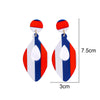 Red White And Blue Striped Geometric Acrylic Hoop Earrings In Round Or Oval Shapes Versatile Unisex Statement Jewelry