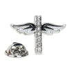 Religious Cross Metal Alloy Brooch With Retro Wings Electroplated For Chest Decoration