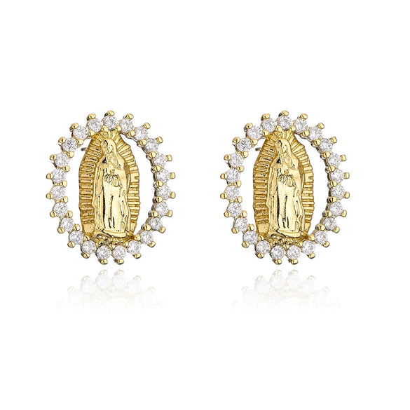 Religious Earrings Copper 18K Gold Plated Geometric Microinlaid Zircon