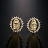Religious Earrings Copper 18K Gold Plated Geometric Microinlaid Zircon