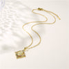 Religious Geometric Pendant Necklace Stainless Steel Mixed Gem Inlaid Electroplated