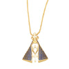 Religious Jewelry Copper Ochain Pendant Necklace With Mixed Gem Inlay Geometric Minimalist Style