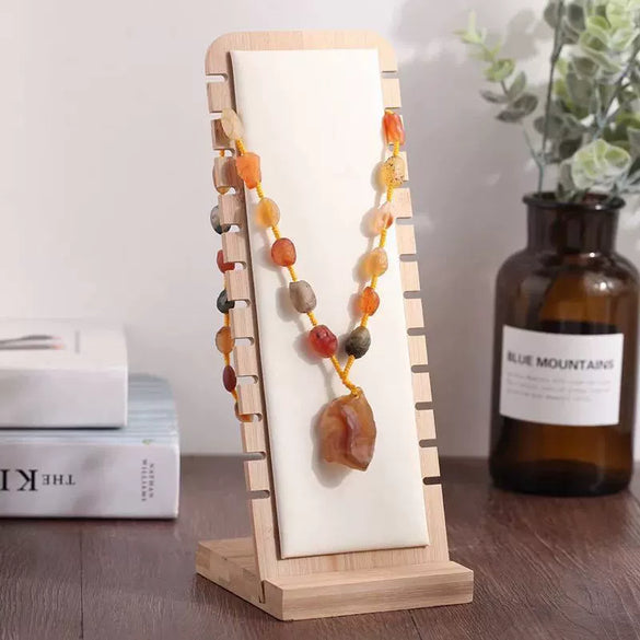 Removable Necklace Display Rack For Jewelry Storage And Store Window Display Made Of Bamboo And Solid Wood With Rectangle Pattern And High Sense Style