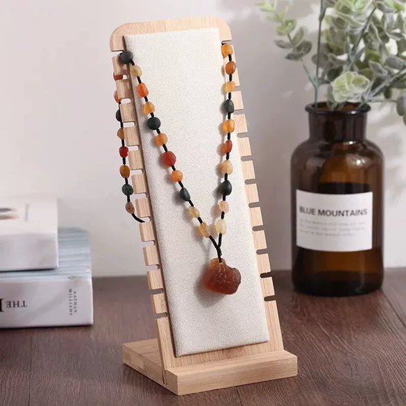 Removable Necklace Display Rack For Jewelry Storage And Store Window Display Made Of Bamboo And Solid Wood With Rectangle Pattern And High Sense Style