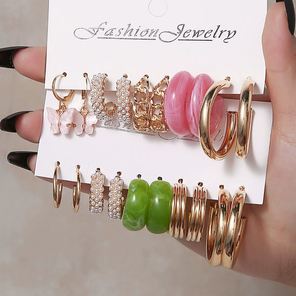 Resin Acrylic Geometric Butterfly Pendant Earrings For Women