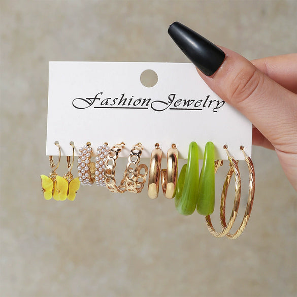 Resin Acrylic Geometric Butterfly Pendant Earrings For Women