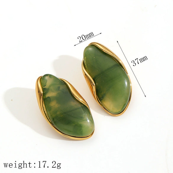 Resin Amber Stainless Steel Fashion Elegant Vintage Geometric Electroplated Women's Earrings