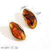 Resin Amber Stainless Steel Fashion Elegant Vintage Geometric Electroplated Women's Earrings