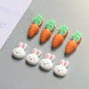 Resin Cartoon White Rabbit Head Carrot Handmade Earrings Hair Jewelry Accessories