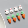 Resin Cartoon White Rabbit Head Carrot Handmade Earrings Hair Jewelry Accessories