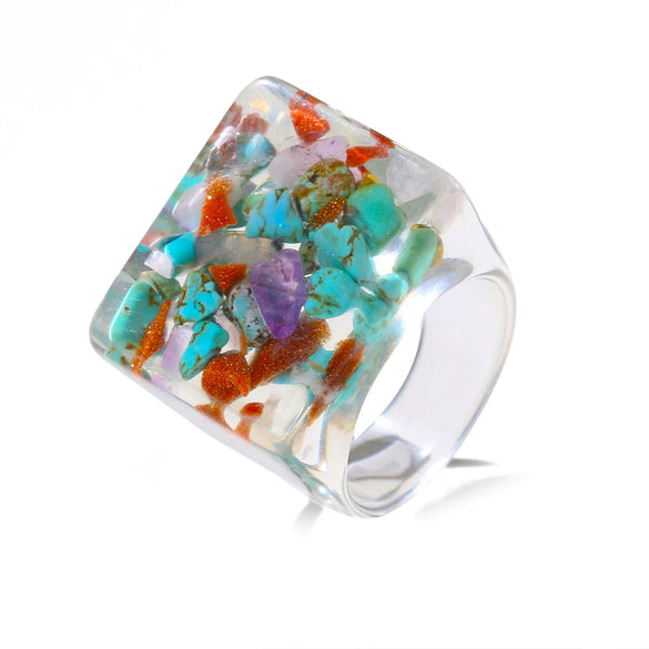 Resin Fruit Square Ring For Women