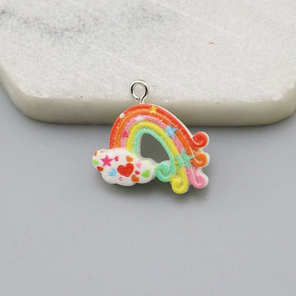 Resin Glitter Smiley Rainbow Five Point Star Pendant Earrings Diy Jewelry Accessories