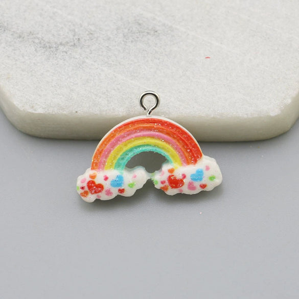 Resin Glitter Smiley Rainbow Five Point Star Pendant Earrings Diy Jewelry Accessories