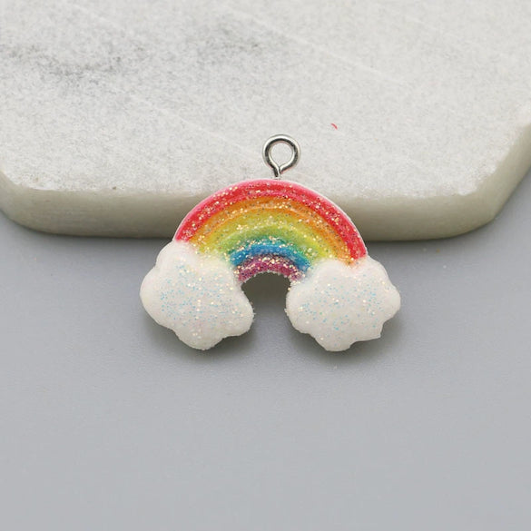 Resin Glitter Smiley Rainbow Five Point Star Pendant Earrings Diy Jewelry Accessories