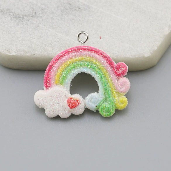 Resin Glitter Smiley Rainbow Five Point Star Pendant Earrings Diy Jewelry Accessories