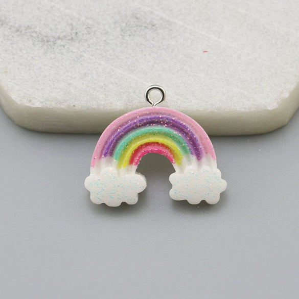 Resin Glitter Smiley Rainbow Five Point Star Pendant Earrings Diy Jewelry Accessories