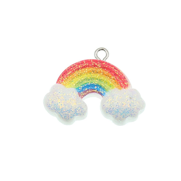 Resin Glitter Smiley Rainbow Five Point Star Pendant Earrings Diy Jewelry Accessories