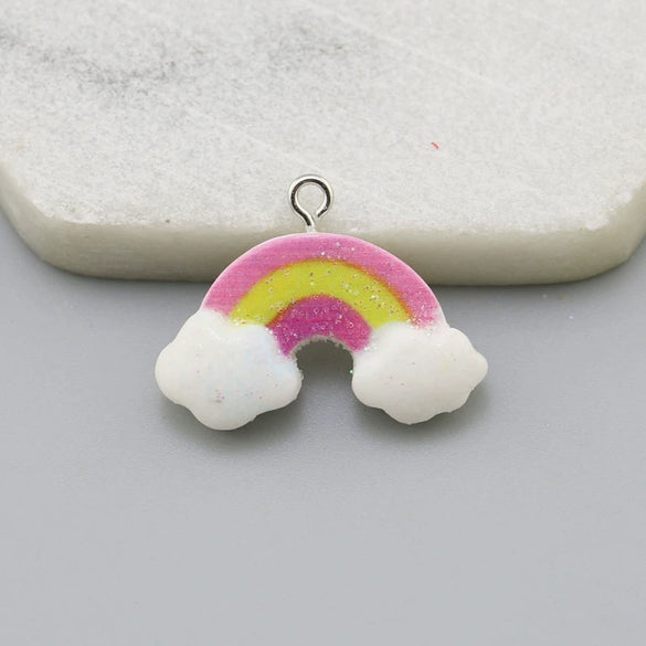 Resin Glitter Smiley Rainbow Five Point Star Pendant Earrings Diy Jewelry Accessories