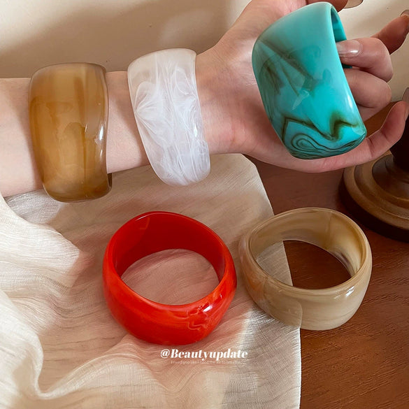Resin Irregular Wide Face Handmade Mori Style Elegant Niche Design Bracelet