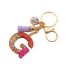 Resin Letter Keychain With Mixed Color Bright Film And Tassel Pendant Modern Art Style Fashionable Bag Pendant Accessories For Men And Women