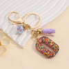 Resin Letter Keychain With Mixed Color Bright Film And Tassel Pendant Modern Art Style Fashionable Bag Pendant Accessories For Men And Women
