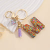 Resin Letter Keychain With Mixed Color Bright Film And Tassel Pendant Modern Art Style Fashionable Bag Pendant Accessories For Men And Women