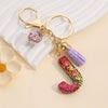 Resin Letter Keychain With Mixed Color Bright Film And Tassel Pendant Modern Art Style Fashionable Bag Pendant Accessories For Men And Women