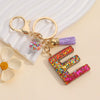 Resin Letter Keychain With Mixed Color Bright Film And Tassel Pendant Modern Art Style Fashionable Bag Pendant Accessories For Men And Women