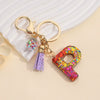 Resin Letter Keychain With Mixed Color Bright Film And Tassel Pendant Modern Art Style Fashionable Bag Pendant Accessories For Men And Women