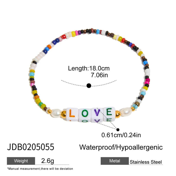 Resin Love Letter Colorful Stacked Bracelet With Electroplating Featuring Letters Numbers Text