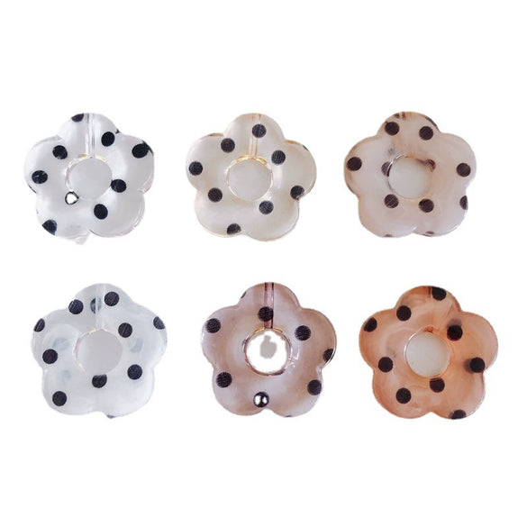 Resin Milk Tea Spotted Halfhole Flower Earrings Jewelry Accessories With Environmental Protection Treatment