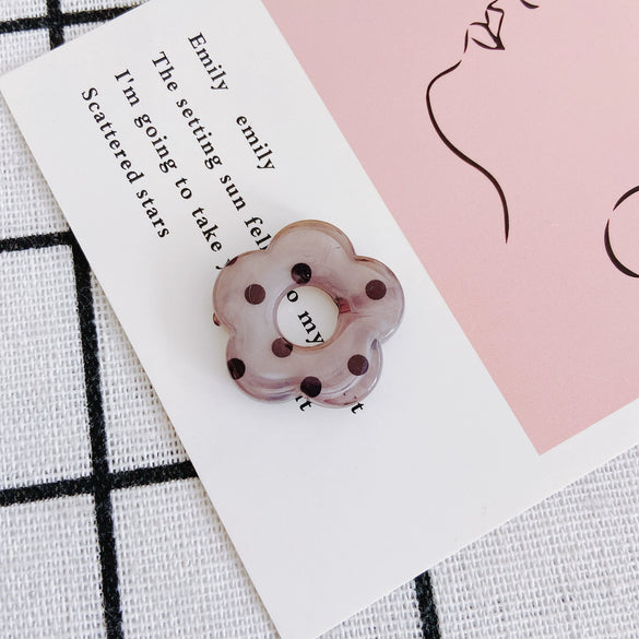 Resin Milk Tea Spotted Halfhole Flower Earrings Jewelry Accessories With Environmental Protection Treatment