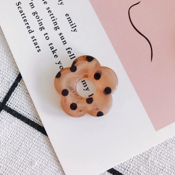 Resin Milk Tea Spotted Halfhole Flower Earrings Jewelry Accessories With Environmental Protection Treatment