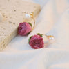 Resin Natural Pearl Flower Shape Electroplating Handmade Vintage Style Elegant Women's Earrings