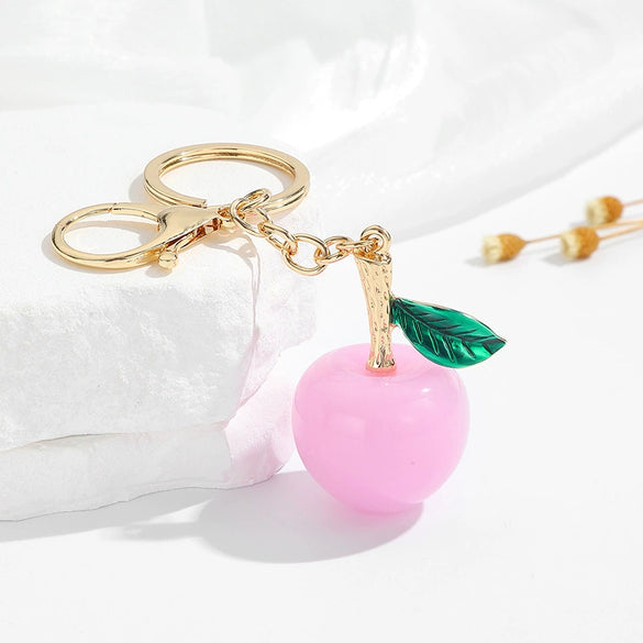 Resin Red Cherry Keychain Cartoon Fruit Pendant For Bags And Car Decoration Holiday Gift