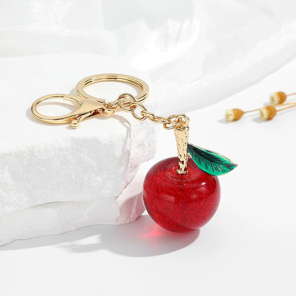Resin Red Cherry Keychain Cartoon Fruit Pendant For Bags And Car Decoration Holiday Gift