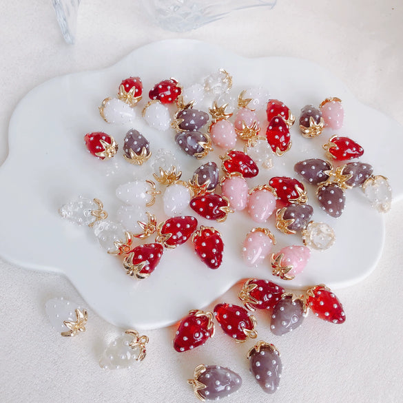 Resin Strawberry Raspberry Inlaid Pearl Jewelry Accessories Pendant Earrings
