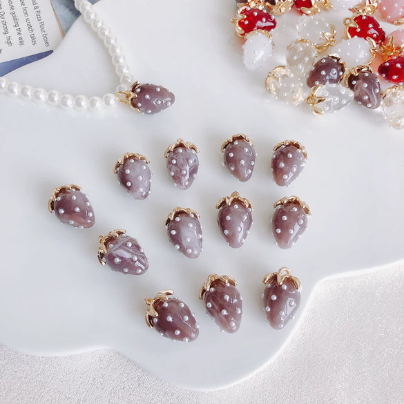 Resin Strawberry Raspberry Inlaid Pearl Jewelry Accessories Pendant Earrings