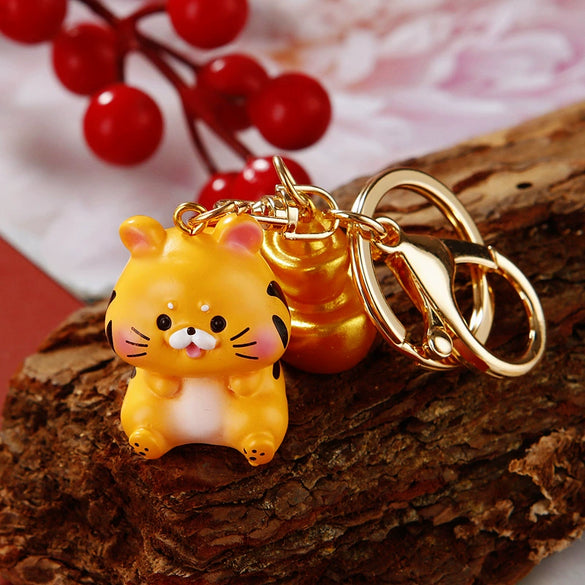Resin Zodiac Dragon Lucky Ingot Keychain For Women's Bags