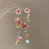 Resort Style Fabric Silver Needle Flower Geometric Handmade Tassel Earrings For Women