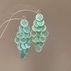 Resort Style Fabric Silver Needle Flower Geometric Handmade Tassel Earrings For Women