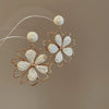 Resort Style Fabric Silver Needle Flower Geometric Handmade Tassel Earrings For Women