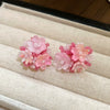 Resort Style Fabric Silver Needle Flower Geometric Handmade Tassel Earrings For Women